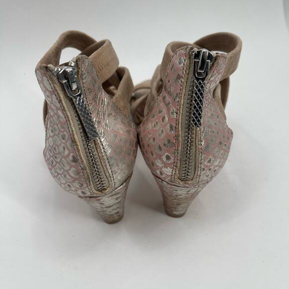 DONALD J PLINER Vida Heels Size 8.5 Shoes Suede Metallic Reptile Zipper Heel - Picture 6 of 16